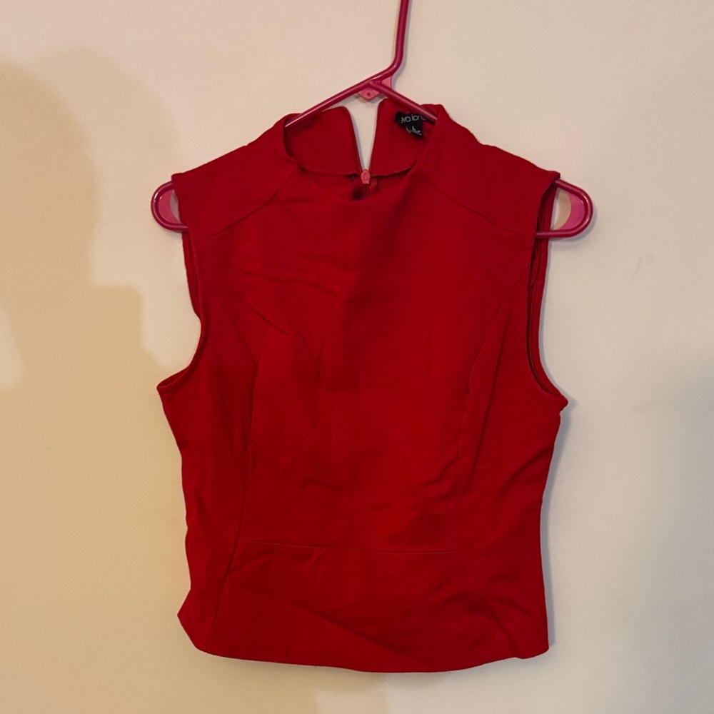 Chic Sleeveless Red and Black Blouses.